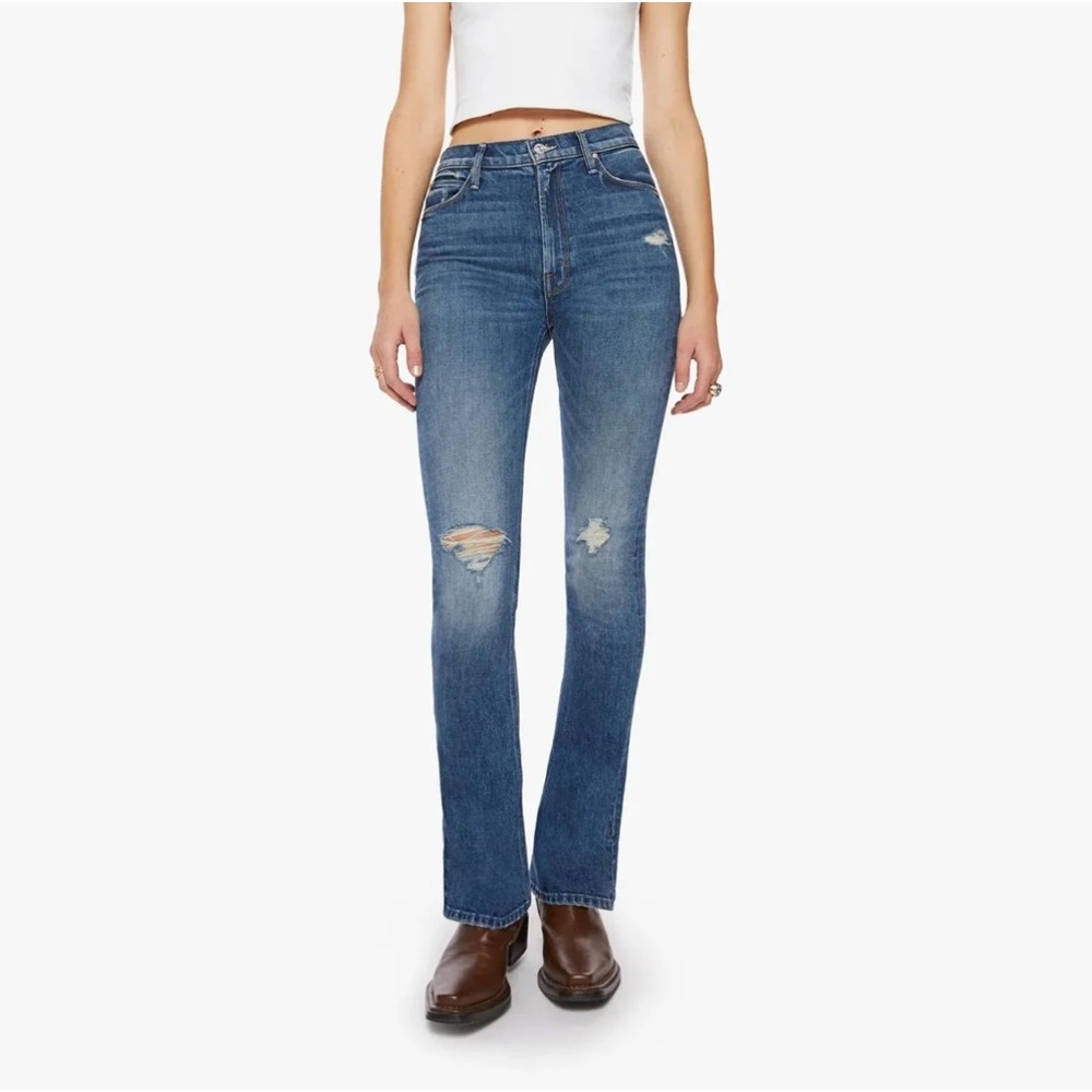MOTHER HIGH WAISTED RUNAWAY SLICE HEEL JEAN - MORNING CHORES Size 24 NWT